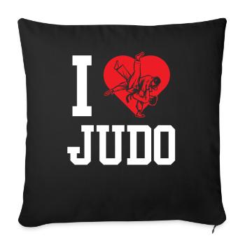 J’adore Judo Arts Martiaux Judoka Arts Martiaux Hobby - Housse de coussin décorative 45 x 45 cm - noir - Devant