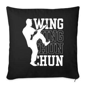 Wing Chun Trainer Kampfsport Kampfkunst Training - Sofakissenbezug 45 x 45 cm - Schwarz - Vorne