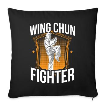 Wing Chun Kämpfer Trainer Kampfsport Kampfkunst - Sofakissenbezug 45 x 45 cm - Schwarz - Vorne