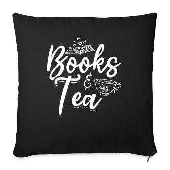 Books & Tea Book Reading Bookworm Read Books - Sofakissenbezug 45 x 45 cm - Schwarz - Vorne