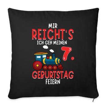 7. Geburtstag Geburtstagsgeschenk mit Eisenbahn - Sofakissenbezug 45 x 45 cm - Schwarz - Vorne