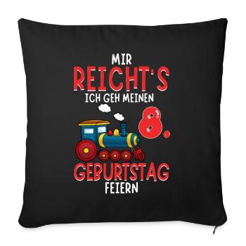 8. Geburtstag Geburtstagsgeschenk mit Eisenbahn - Sofakissenbezug 45 x 45 cm - Schwarz - Vorne