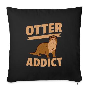 Loutres de mer accros à la loutre - Housse de coussin décorative 45 x 45 cm - noir - Devant