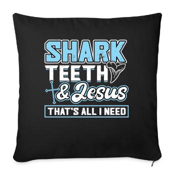 Shark Teeth and Jesus - Fossil Hunters - Sofa pillowcase 17,3'' x 17,3'' (45 x 45 cm) - black - Front
