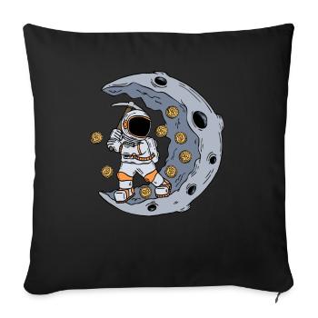 Un astronaute exploite le marché boursier BTC - Housse de coussin décorative 45 x 45 cm - noir - Devant