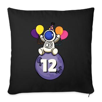 12 years old space birthday 12th birthday - Sofa pillowcase 17,3'' x 17,3'' (45 x 45 cm) - black - Front
