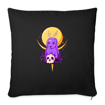 Creepy Rabbit With Antlers Occult Goth - Sofa pillowcase 17,3'' x 17,3'' (45 x 45 cm) - black - Front