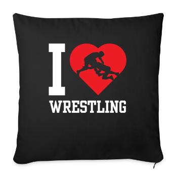 I Love Wrestling Wrestling Wrestling Wrestling - Sofa pillowcase 17,3'' x 17,3'' (45 x 45 cm) - black - Front