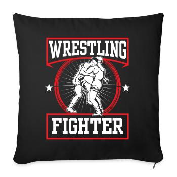 Wrestling Kämpfer Ringkampf Ringen Ringer - Sofakissenbezug 45 x 45 cm - Schwarz - Vorne