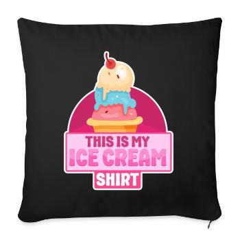 Cornet de crème glacée C’est ma glace - Housse de coussin décorative 45 x 45 cm - noir - Devant