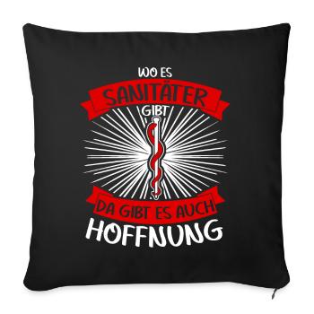 Notfallsanitäter Sani Krankenwagenfahrer - Sofakissenbezug 45 x 45 cm - Schwarz - Vorne