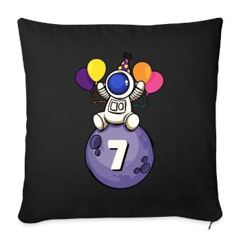 7 years old space birthday 7. - Sofa pillowcase 17,3'' x 17,3'' (45 x 45 cm) - black - Front