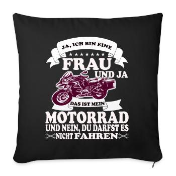 Motorrad Motorradfahrerin Biker Feuerstuhl Bike - Sofakissenbezug 45 x 45 cm - Schwarz - Vorne