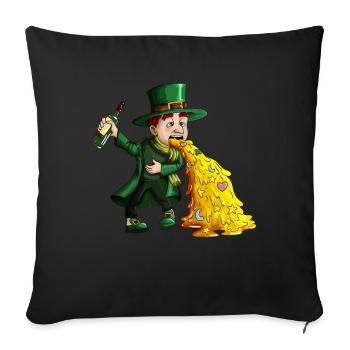 Drôle de lutin buveur pour la Saint-Patrick - Housse de coussin décorative 45 x 45 cm - noir - Devant