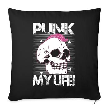 Punk Ma Vie! - Gothique - Gothique - Concert - Drôle - Housse de coussin décorative 45 x 45 cm - noir - Devant