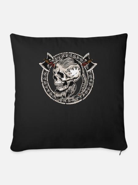 Norse Viking Skull Celtic Mythology Runen - Sofakissenbezug 45 x 45 cm - Schwarz