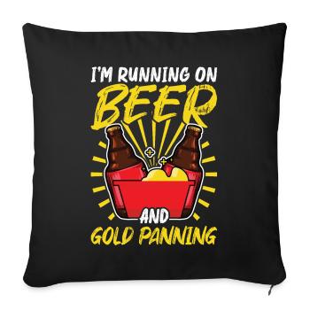Je cours sur la bière et l’orpaillage - Gold Panner - Housse de coussin décorative 45 x 45 cm - noir - Devant