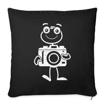 Photography Camera Photographer Stick figure photographer - Sofa pillowcase 17,3'' x 17,3'' (45 x 45 cm) - black - Front