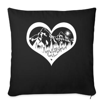 Wandern Herzchen Wald Berge Wanderung - Sofakissenbezug 45 x 45 cm - Schwarz - Vorne