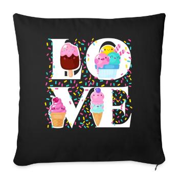 Ice Cream Cone Popsicle Love - Sofakissenbezug 45 x 45 cm - Schwarz - Vorne