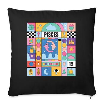 Fische Horoskopfische abstrakte Zodiac Art Mystic - Sofakissenbezug 45 x 45 cm - Schwarz - Vorne