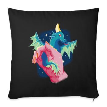 Dragon Baby Haustier Süßes Fantasie -Aquarellmaler - Sofakissenbezug 45 x 45 cm - Schwarz - Vorne