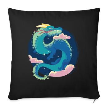 Chinese Dragon Asian Orientaler Schlange Fantasy S - Sofakissenbezug 45 x 45 cm - Schwarz - Vorne