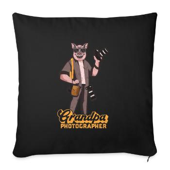 Photographe appareil photo Grand-père Photographie Grand-père Photographe - Housse de coussin décorative 45 x 45 cm - noir - Devant