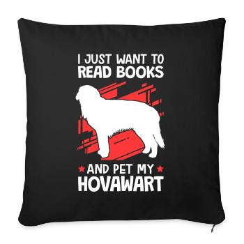 I want to read books and stroke Hovawart - Sofa pillowcase 17,3'' x 17,3'' (45 x 45 cm) - black - Front