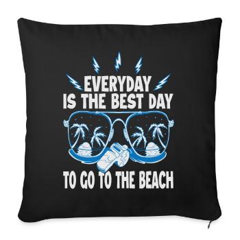 Everyday Is The Best Day To Go To The Beach - Vaca - Sofa pillowcase 17,3'' x 17,3'' (45 x 45 cm) - black - Front