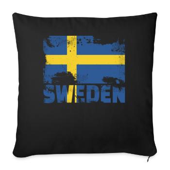 Schweden Flagge Vintage Distressed Swedish Grunge - Sofakissenbezug 45 x 45 cm - Schwarz - Vorne