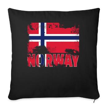 Norwegen Flagge Vintage Distressed Scandinavia Gru - Sofakissenbezug 45 x 45 cm - Schwarz - Vorne