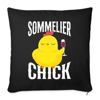 Dégustation de vin de sommelier - Housse de coussin décorative 45 x 45 cm - noir - Devant