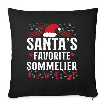 Dégustation de vin de sommelier - Housse de coussin décorative 45 x 45 cm - noir - Devant