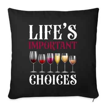 Dégustation de vin de sommelier - Housse de coussin décorative 45 x 45 cm - noir - Devant