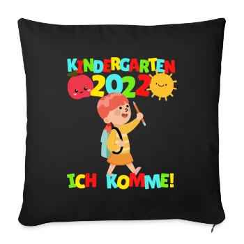 Maternelle Je viens Fille Maternelle Enfant 2022 - Housse de coussin décorative 45 x 45 cm - noir - Devant