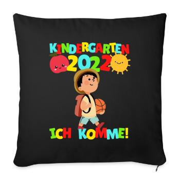 Maternelle Je viens Jeune enfant de maternelle 2022 - Housse de coussin décorative 45 x 45 cm - noir - Devant