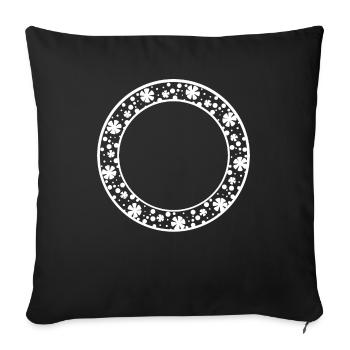 Round frame with floral pattern decoration - Sofa pillowcase 17,3'' x 17,3'' (45 x 45 cm) - black - Front