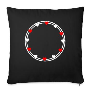 Cœurs en décoration de cadre rond Circulaire - Housse de coussin décorative 45 x 45 cm - noir - Devant