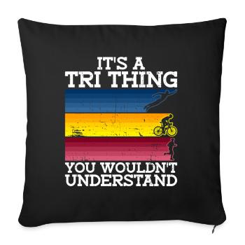 Triathlon Entraînement Fun Triathlète Cadeau - Housse de coussin décorative 45 x 45 cm - noir - Devant