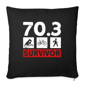 70.3 Survivant - Triathlète d’entraînement de demi-triathlon - Housse de coussin décorative 45 x 45 cm - noir - Devant