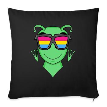 Pansexual Alien - Alien avec des lunettes - Housse de coussin décorative 45 x 45 cm - noir - Devant