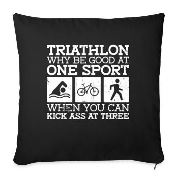 Triathlon Entraînement Fun Triathlète Cadeau - Housse de coussin décorative 45 x 45 cm - noir - Devant
