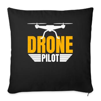 Drone Drone Pilote Drone Opérateur Quadcopter - Housse de coussin décorative 45 x 45 cm - noir - Devant