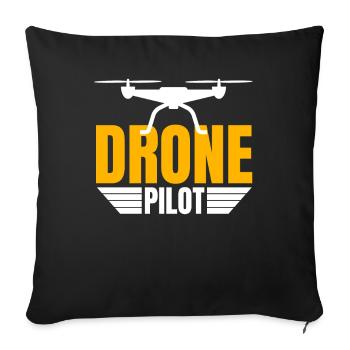 Drone Drone Pilote Drone Opérateur Quadcopter - Housse de coussin décorative 45 x 45 cm - noir - Devant