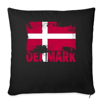 Dänemark Flagge Vintage Distressed Danish Grunge T - Sofakissenbezug 45 x 45 cm - Schwarz - Vorne