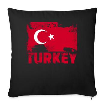 Türkei Flagge Vintage Distressed Turkish Grunge - Sofakissenbezug 45 x 45 cm - Schwarz - Vorne