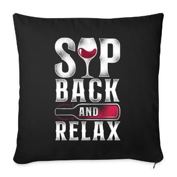 Dégustation de vin de sommelier - Housse de coussin décorative 45 x 45 cm - noir - Devant