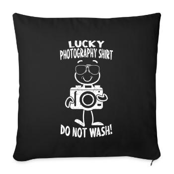 Drôle de photographe Lucky Photography Shirt - Housse de coussin décorative 45 x 45 cm - noir - Devant