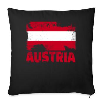 Österreich Flagge Vintage Distressed Österreichisc - Sofakissenbezug 45 x 45 cm - Schwarz - Vorne